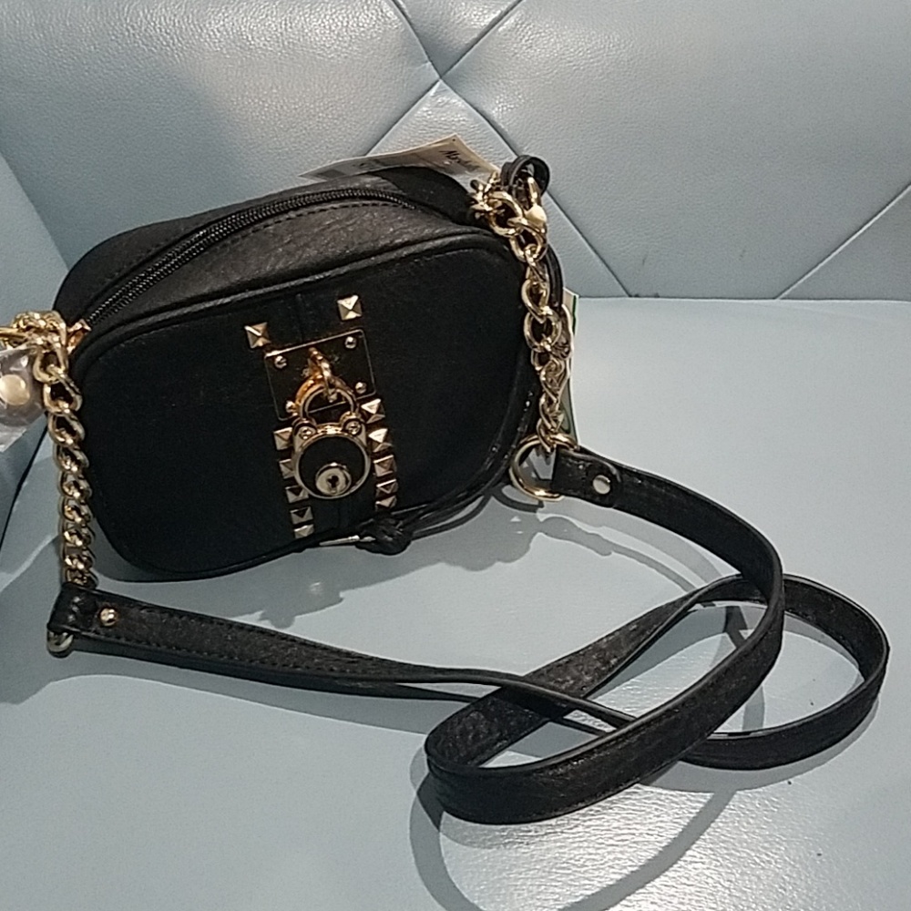 Vegan leather black crossbody